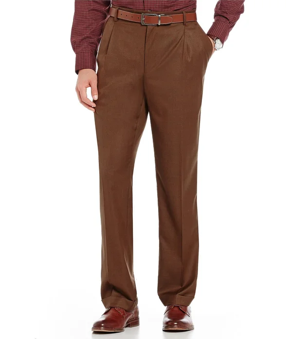Roundtree Yorke TravelSmart Luxury Gabardine Ultimate Comfort Classic Fit Pleat Front Non-Iron Dress Pants - 31 32