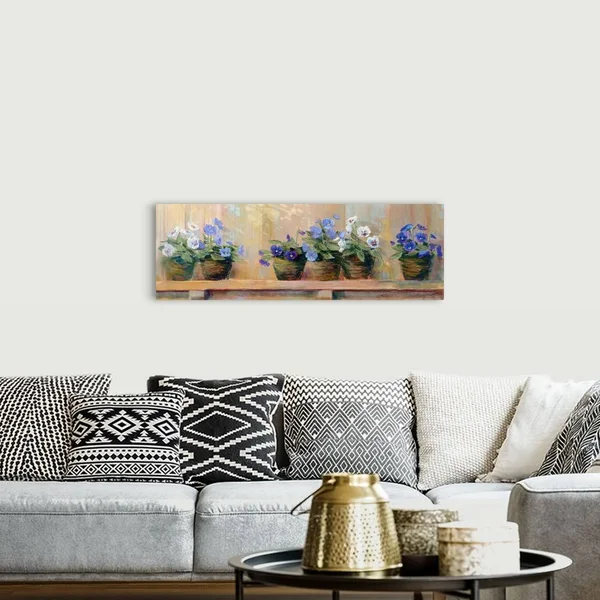 Violets in Pots, Canvas Wall Art, 48x16, Great Big Canvas