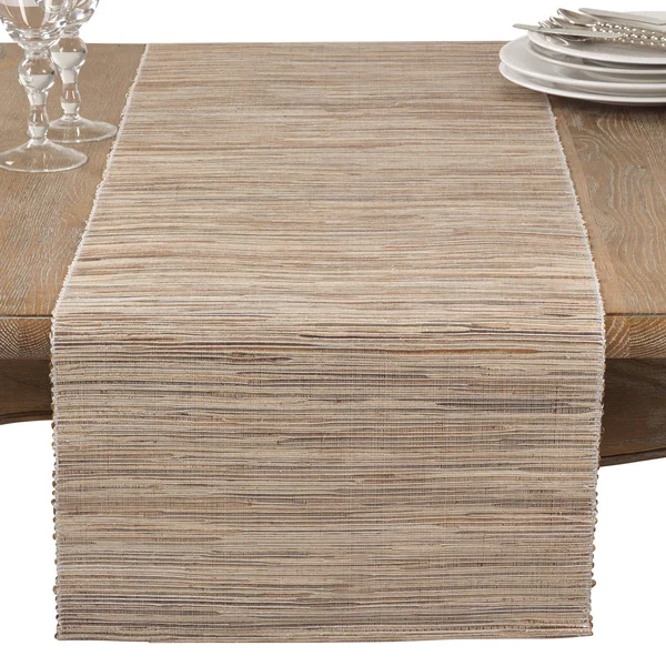 Saro Lifestyle Shimmering Woven Nubby Texture Water Hyacinth Table Runner Rust 14x22x90x22