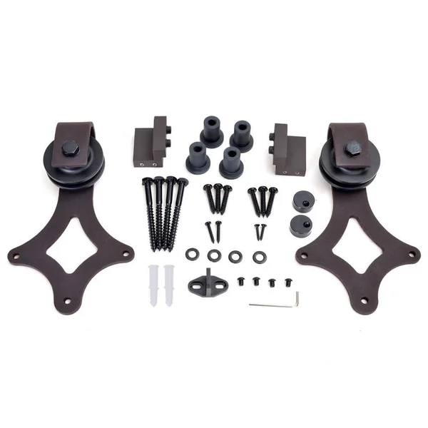 CALHOME 72 in. Antique Bronze Rustic Star Barn Style Sliding Door Track and Hardware Set
