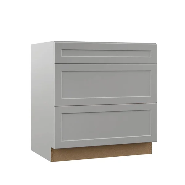 Hampton Bay Designer Series Melvern Assembled 33x34.5x23.75 in. Pots and Pans Drawer Base Kitchen Cabinet in Heron Gray