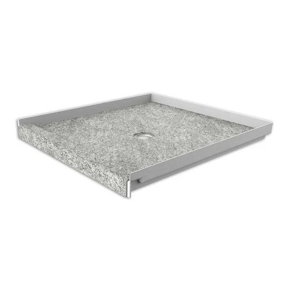 FlexStone Arctic Haze 36-in W x 36-in L with Center Drain Fiberglass/Plastic Composite Shower Base - FLXSBC3636AH