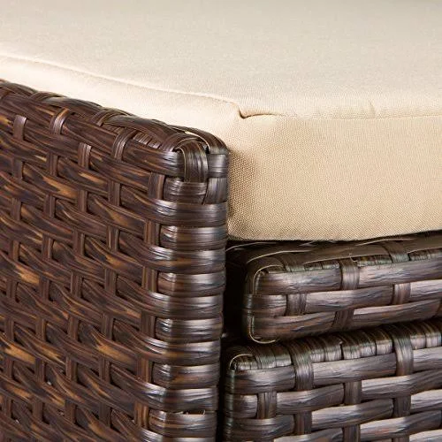 Barton Outdoor Storage Bench Rattan Style Deck Box with Cushion, 60-Gallon