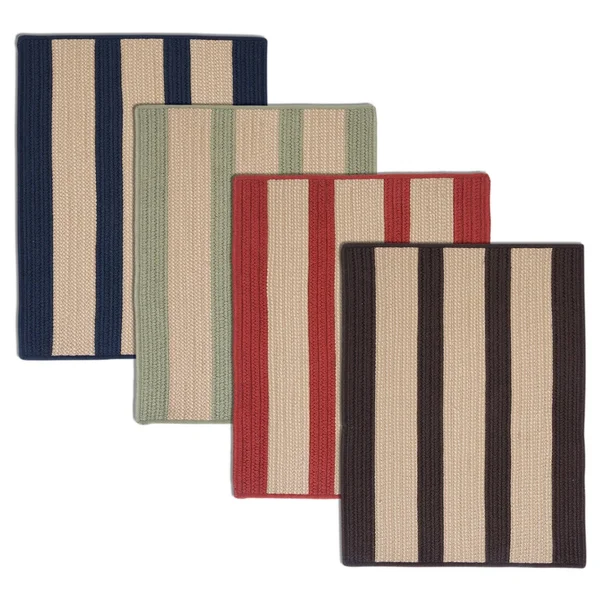 Light House Natural Stripe Reversible Outdoor Rug - 8& x 10& - Olive
