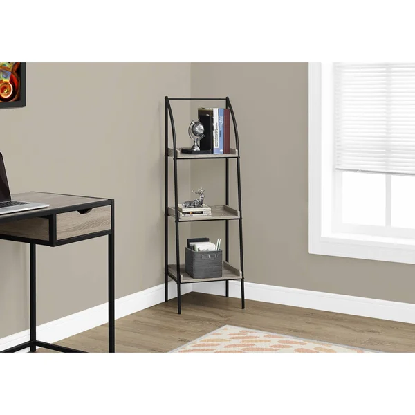 Monarch Specialties Bookcase - 48x22H, Dark Taupe, Black Metal