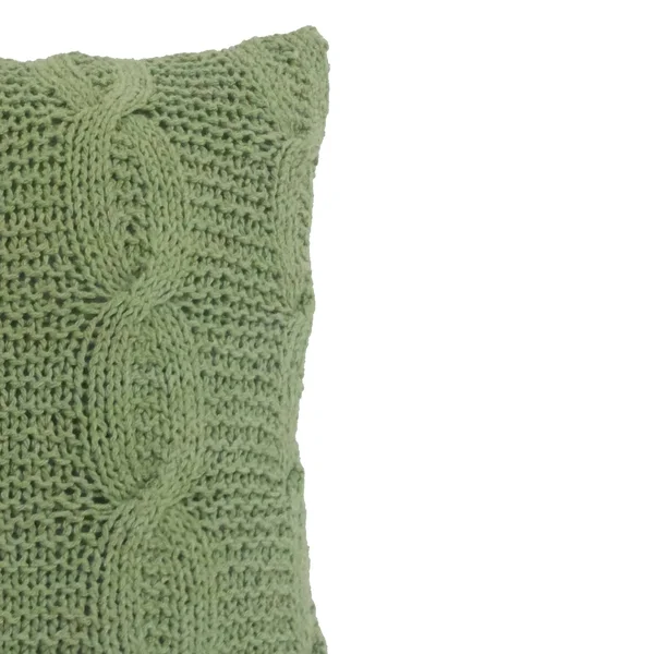 Benzara Bm203524 18 x 18 in. Cotton Cable Knit Pillow with Twisted Details Green - Set of 2