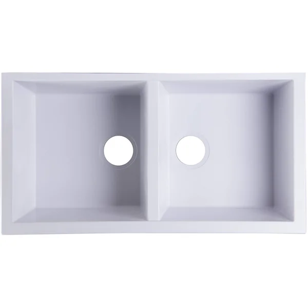 Alfi Brand AB3420UM-BLA Black 34x22 Undermount Double Bowl Granite Composite Kitchen Sink