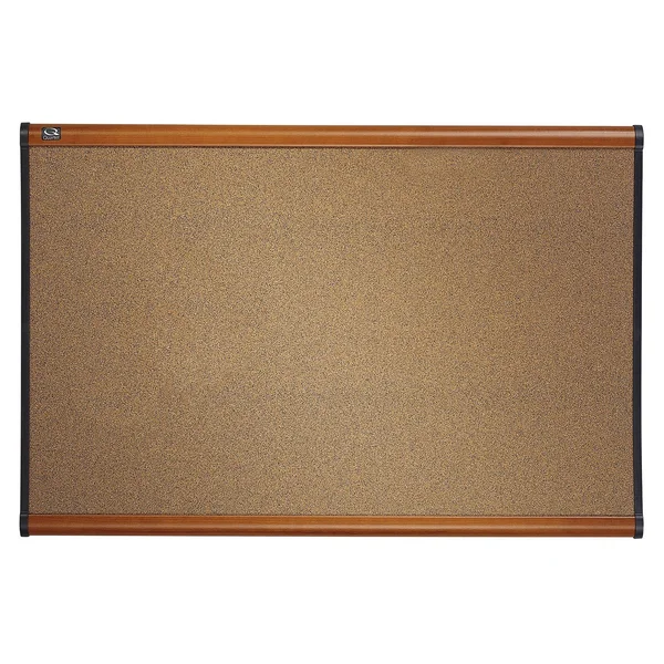 Quartet 36 x 24 Prestige Bulletin Board, Graphite-Blend Cork- Cherry Frame
