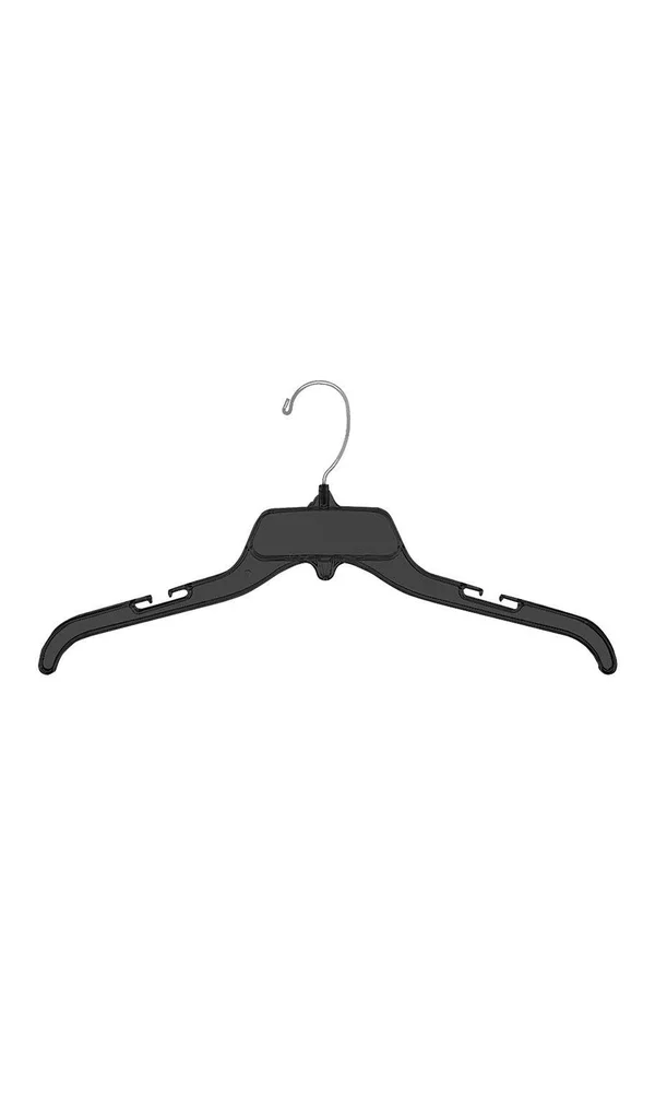17 inch Break-Resistant Black Plastic Dress Hangers - Case of 100
