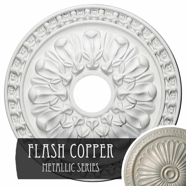 18x22OD x 3 1/2x22ID x 1 3/8x22P Warsaw Ceiling Medallion (Fits Canopies Up to 3 1/2x22) - Hand-Painted Flash Copper