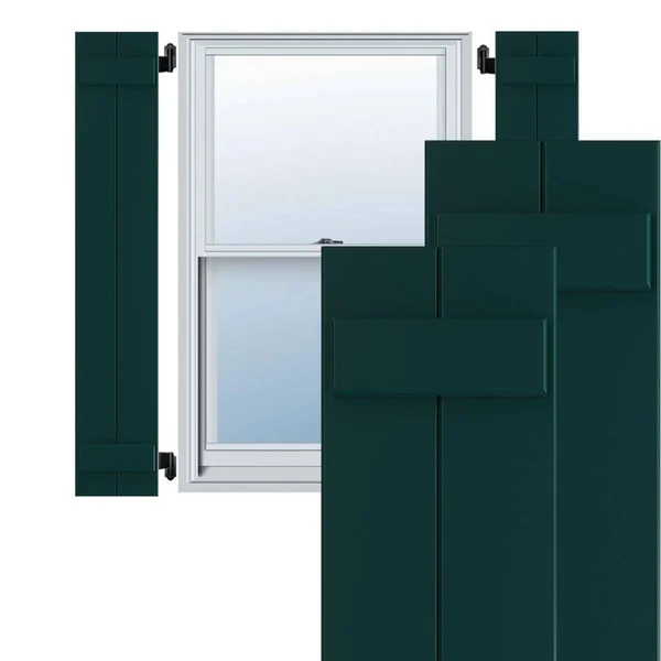 Ekena Millwork CWB12X068DGC 12x22W x 68x22H Exterior Three Board (2 Batten) Composite Board-n-Batten Shutters (Per Pair) - Black