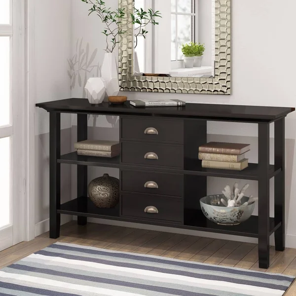 Simpli Home Redmond 54x22 Rustic Solid Wood Console Table in Hickory Brown