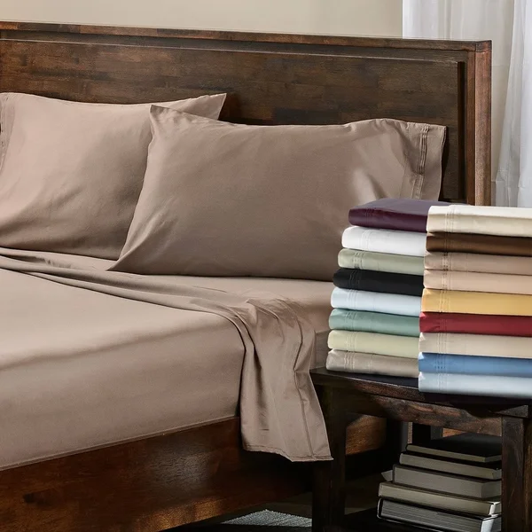 Superior Egyptian Cotton 650 TC Deep Pocket Solid Bed Sheet Set (Twin - Ivory)