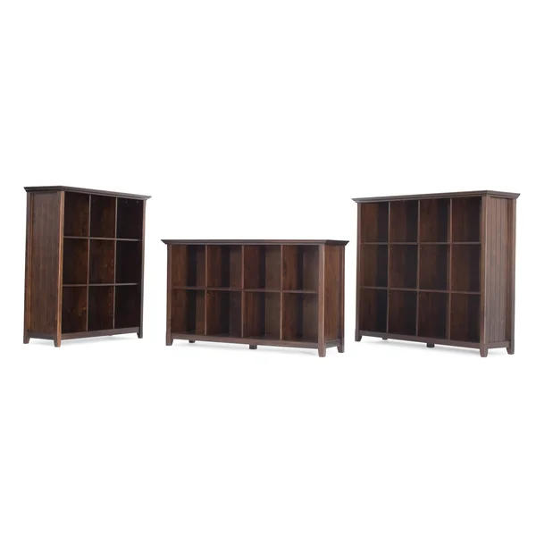 Wyndenhall Normandy Solid Wood 33 inch x 57 inch Transitional 8 Cube Storage Sofa Table - 57x22W x 15.75x22D x 33x22H - Brunette