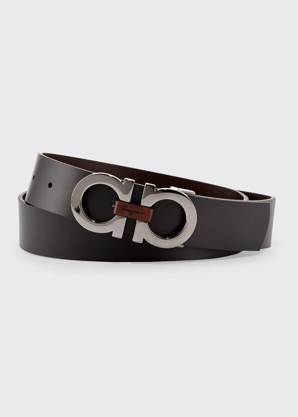 Salvatore Ferragamo Men's Reversible Leather Belt - Black Size 40