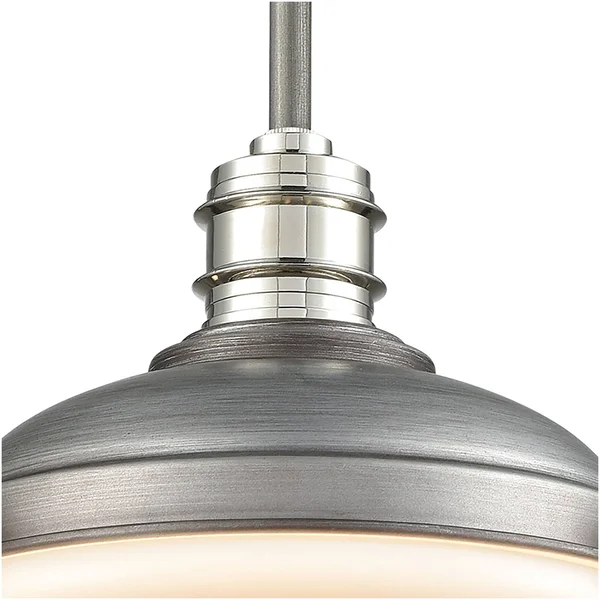 Elk Lighting 16106/1 Riley 1 Light Pendant in Weathered Zinc - Polished Nickel