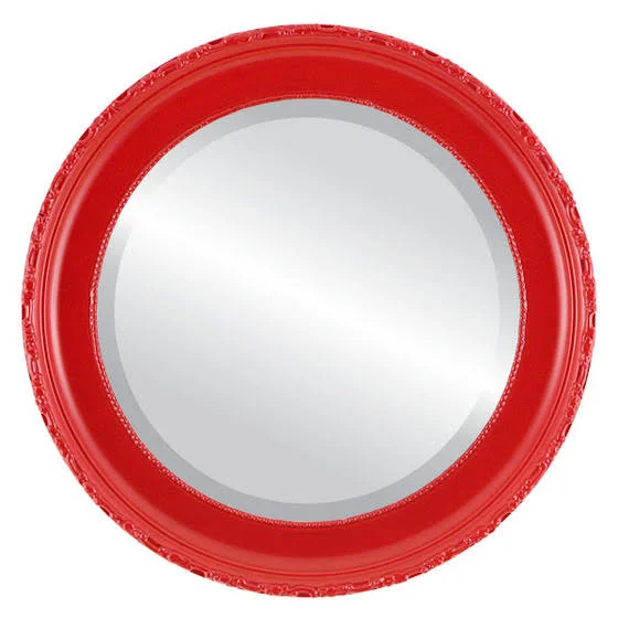 Kensington Framed Round Mirror - Holiday Red