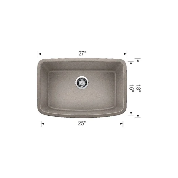 Blanco 27 inch Valea Undermount Single Bowl Kitchen Sink - Cinder 442548