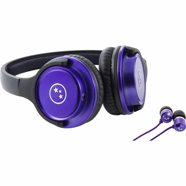 Able Planet SH180PRM-SI170PR Musician&s Choice On-Ear Stereo Headphone/Sound Isolation Earphone Combo - Purple