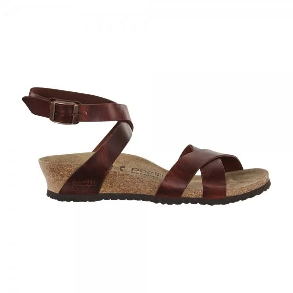 Birkenstock Spring Papillio Lola Natural Leather Cognac Wedge Heel