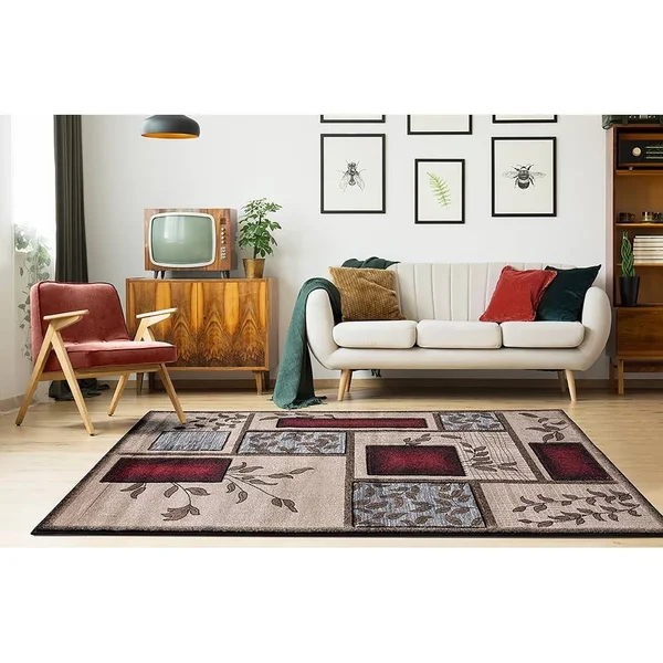 MDA Home Glamour Brown/Red Polypropylene Area Rug - 8&1x22 x 10&5x22