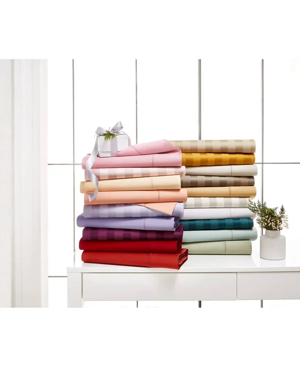 Charter Club Damask 1.5x22 Stripe California King 4-pc Sheet Set - 550 Thread Count 100% Supima Cotton, Created for Macy&s - Lemo