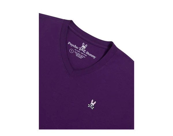 Psycho Bunny Classic V-Neck Varsity Purple Men's Tee Shirt B6U100N1PC-VRP