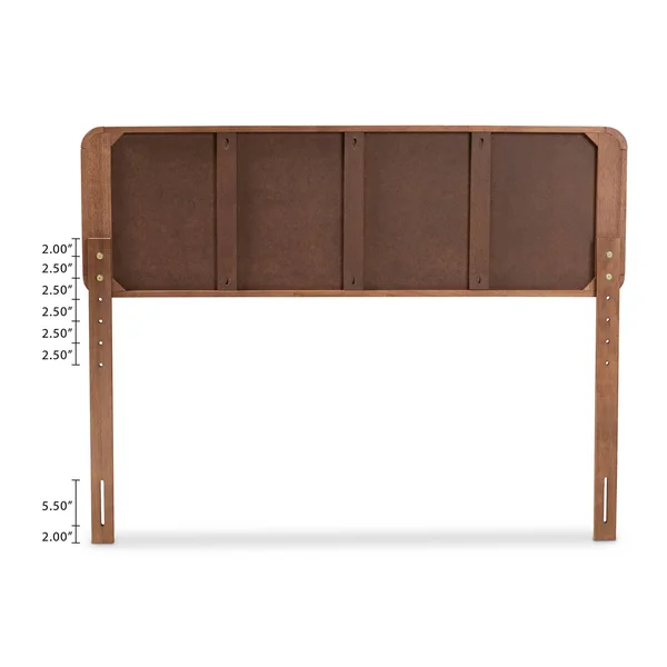 Baxton Studio Palina Mid-Century Modern Light Grey Fabric Upholstered Walnut Brown Finished Wood Queen Size Headboard