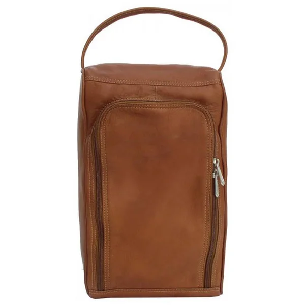 Piel Leather U-Zip Shoe Bag - Black