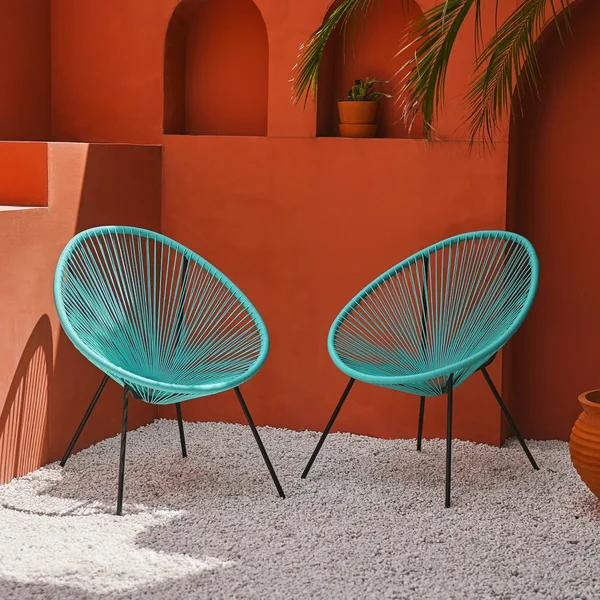 CO-Z Midcentury Outdoor Patio Furniture Set of 2 Acapulco Chairs - Grey