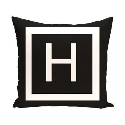Gilson Throw Pillow Three Posts Size: 20x22 H x 20x22 W x 2x22 D - Color: Raven, White, Letter: H