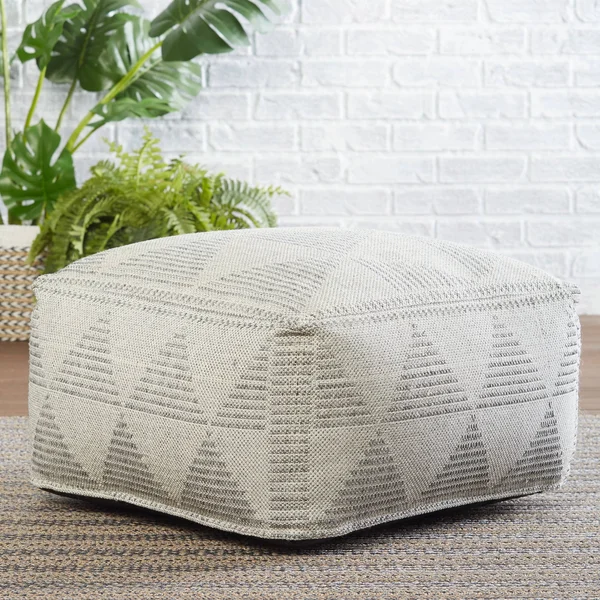 Jaipur Living POF100478 Alrik Gray/Cream Geometric Cuboid Pouf