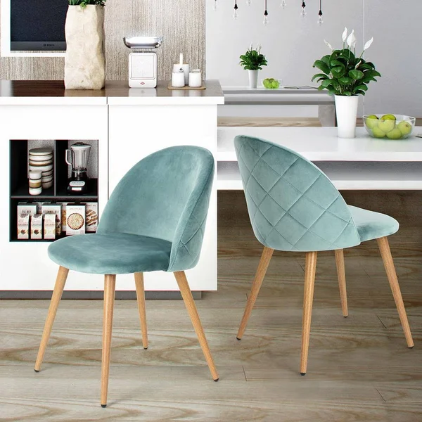 Furniturer Carson Carrington Mid-Century Modern Lake Green Velvet Dining Chair (Set of 2)