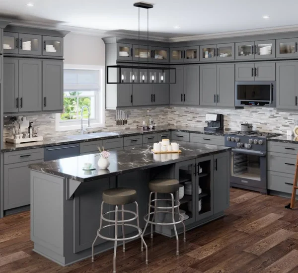 Wilora Hawthorne Shaker Grey 18x22 x 34.5x22 x 24x22 1 DOOR, 1 Drawer, 1 Shelf, 1 Rollout Shelf Base Cabinet, High-Density Fibe