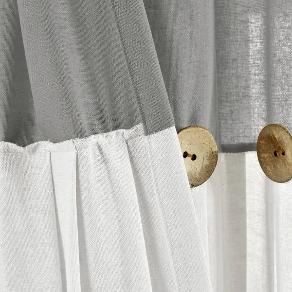Lush Decor Linen Button Window Curtain Panel Single Off White 40X108