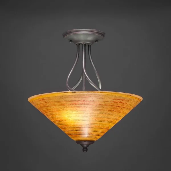Toltec Lighting 909-DG-718 Capri - Three Light Semi-Flush Mount Dark
