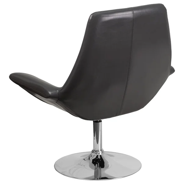 37.5x22 Gray Side Reception Chair with Round Base