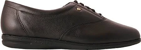 Easy Spirit Women's Motion Leather Low Top Lace Up Fashion Sneakers, Black, 5.5