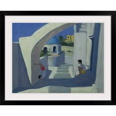 Anneisha &Handstand Santorini& by Andrew Macara Painting Print Winston Porter Size: 20x22 H x 24x22 W x 1x22 D - Format: Black Fr