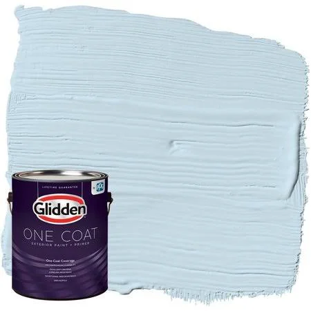Glidden One Coat Exterior Paint + Primer - Blue Pearl/Off-White, 1 Gallon, Flat, Beige