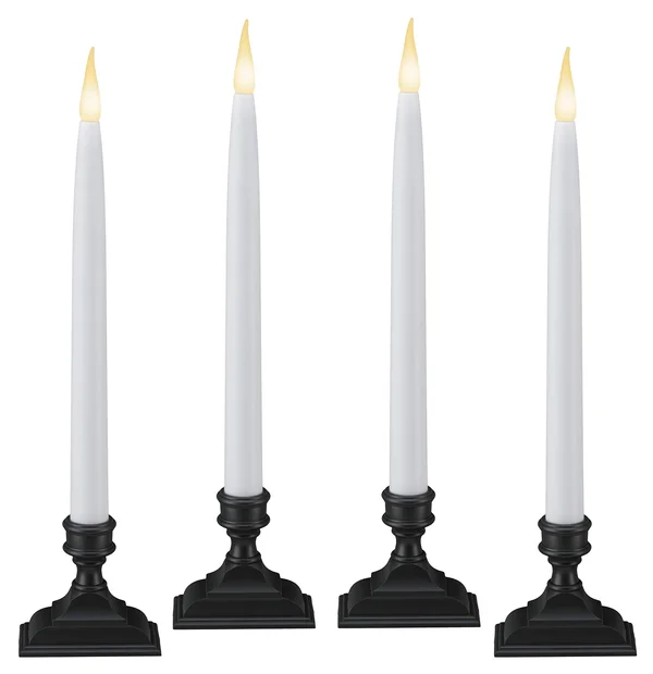 612 Vermont Battery Operated LED Window Candles with Timer (6 on/18 Off) - Patented Warm White Dual LED Flicker Flame, VT-1660A-4
