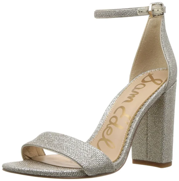 Sam Edelman Yaro Ankle Strap Sandal Heel Jute Glam Mesh 1 - Women's, Size: 9.5, Gold