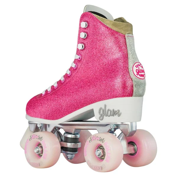 Disco Glam Roller Skates - Glamorous Glitter Quad Skates Teal Glitter, US Mens 3.5, US Ladies 4, EU 35