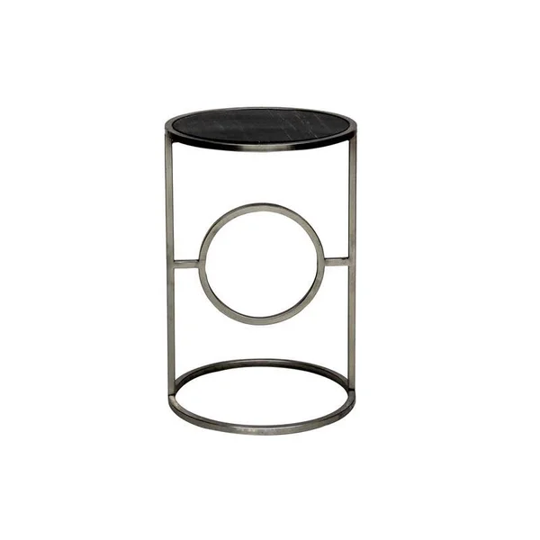 Hawthorne Collections Nicola Solid Marble Top End Table - Gray
