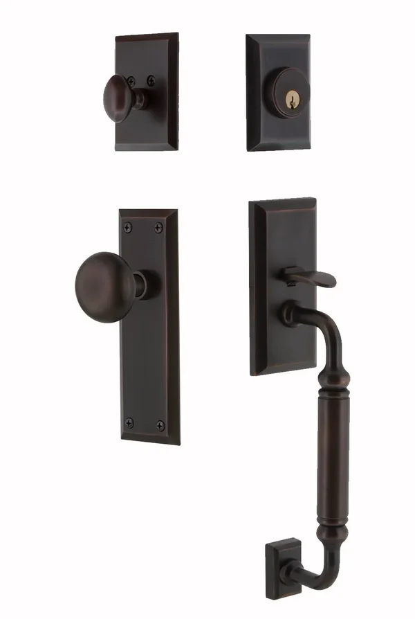 Nostalgic Warehouse 727733 New York Plate C Grip Entry Set New York Knob, Timeless Bronze