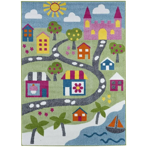 LR Resources Whimsical 81281 Green/Blue 5& x 7& Area Rug