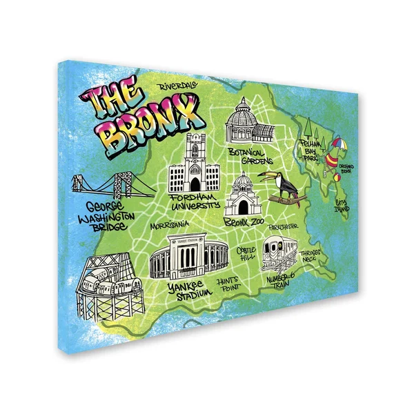 Elizabeth Caldwell &Bronx Map& Canvas Art (24x22 x 32x22) - Trademark Fine Art