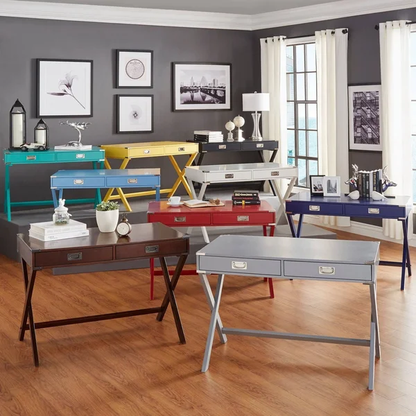 Chelsea Lane X-Base Campaign Desk - Multiple Colors, Blue