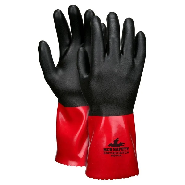 MCR Safety PredaStretch PVC/Nitrile Gloves - Seamless Nylon Shell - 12x22 Gauntlet Cuffs - XL - MG9648