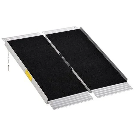 Homcom 3& Portable Wheelchair Ramp/Aluminum Threshold Mobility Single-Fold for Scooter with Carrying Handle - Size: 36 Large x 29
